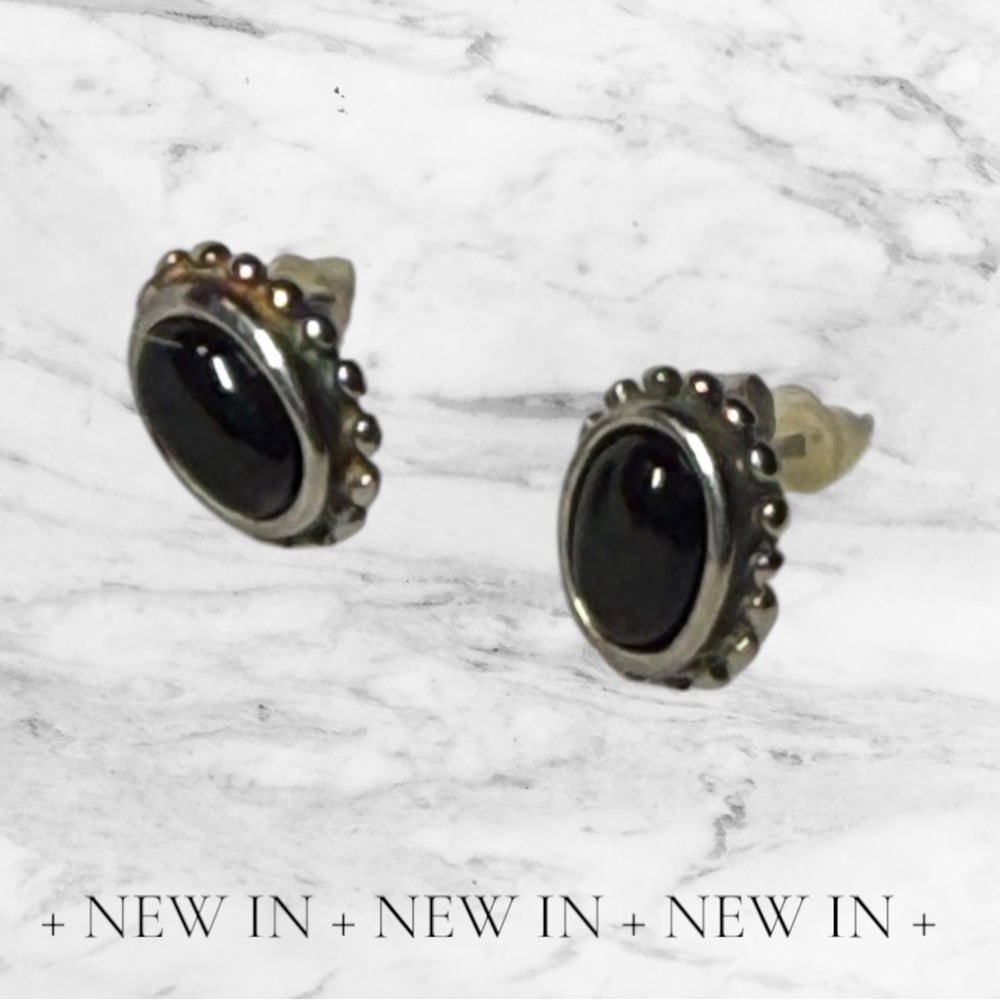 Elegant Black Stud Stainless Steel Earrings